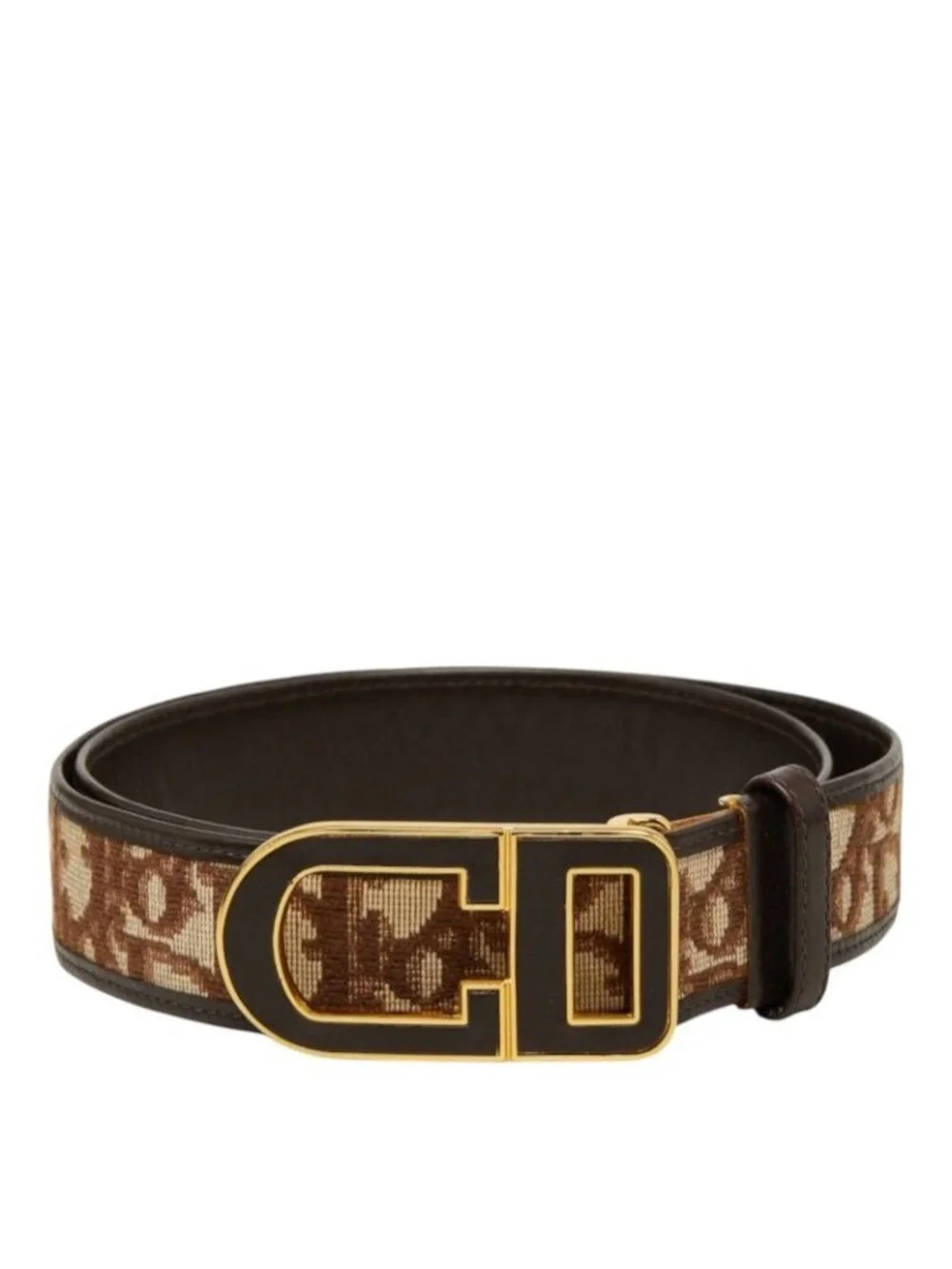 Dior Trotter Belt Brown Leather Canvas